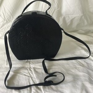 A. ROWAGUOLI Vintage Italian Black Leather Shoulder Bag